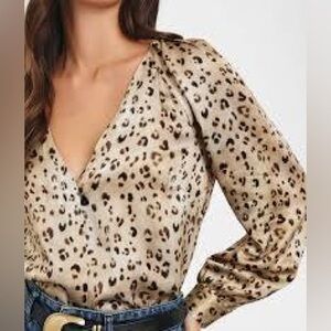 RAILS Sandra Champagne Leopard Print Blouse